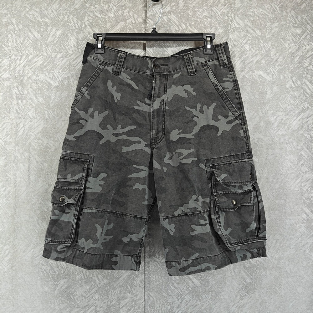 Levis Cargo Shorts Men 32 Gray Black Camo Squad Baggy Skater Utility Vintage Y2k